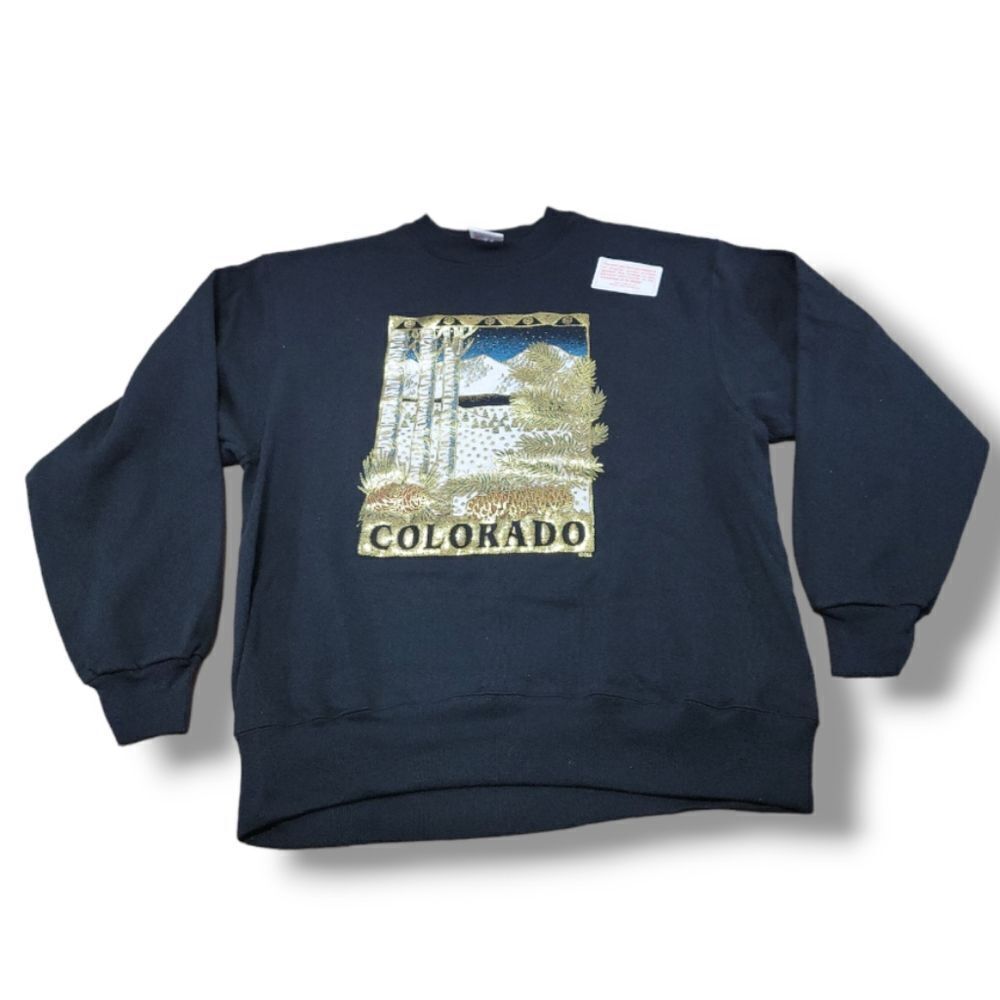 Vintage Hanes Sweatshirt Size Large Colorado Graphic Print Sweater New Deadstock
